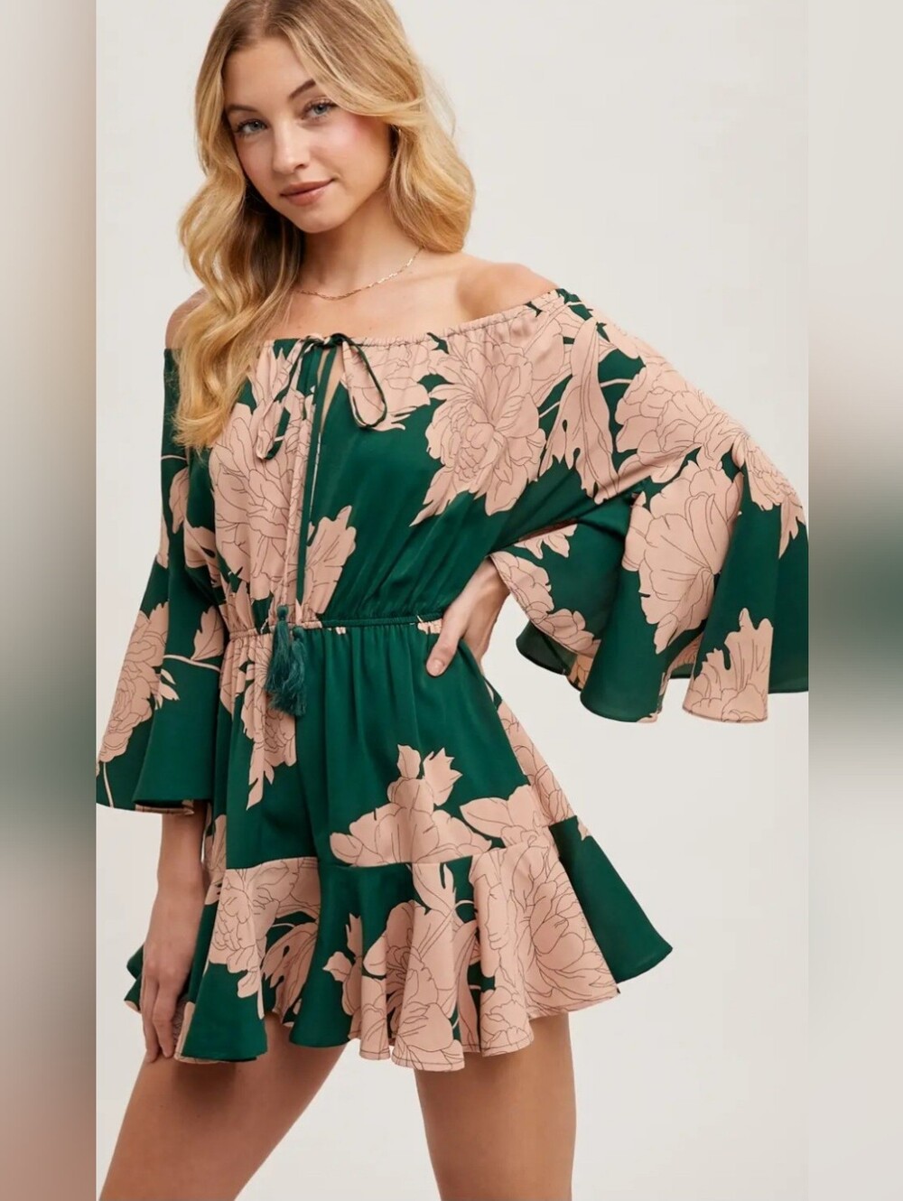 BLUIVY Romper Green Brown Womens Size‎ Small NWT